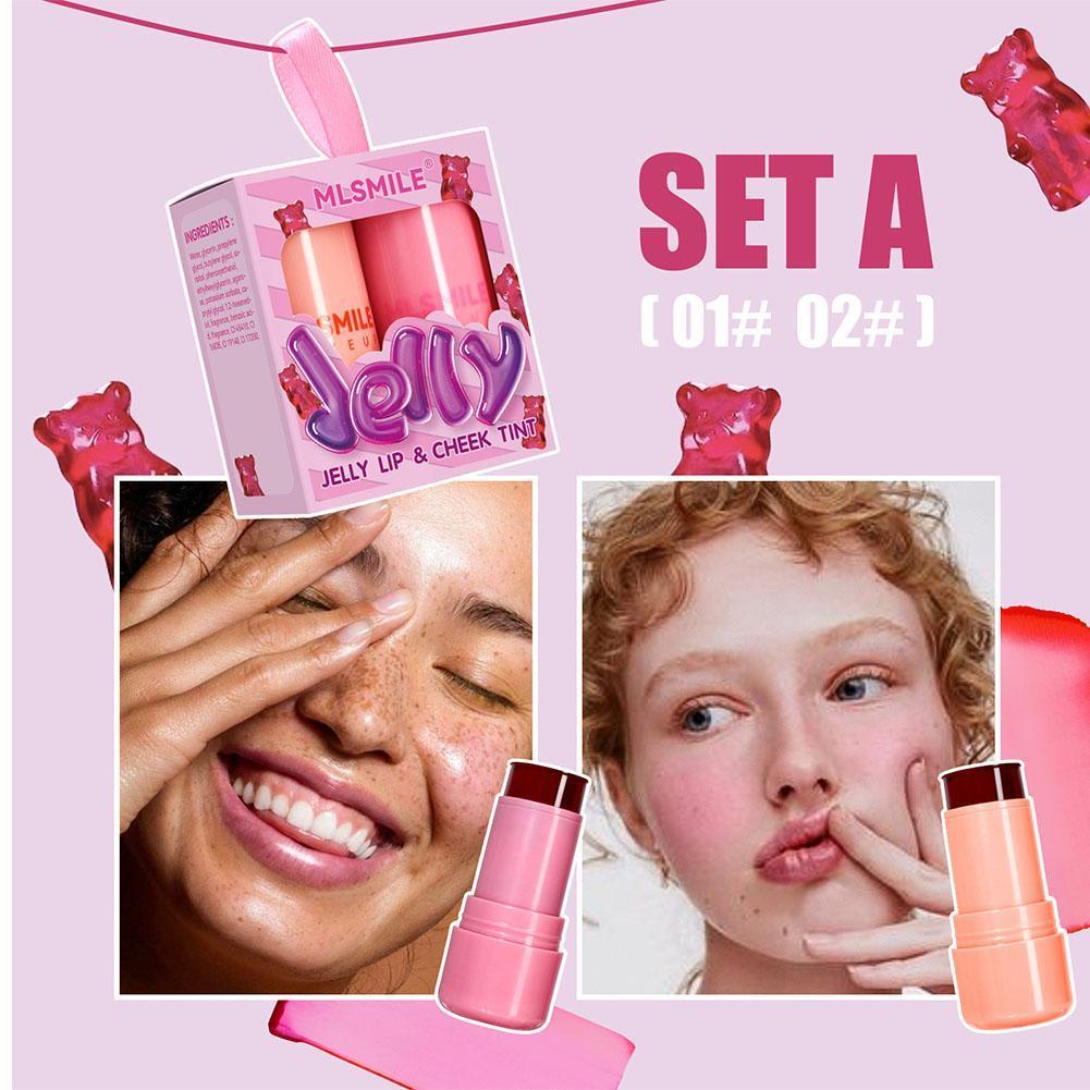 3-in-1 Milk Jelly Tint Facial Blusher Wand Moisturized Contour Rouge ลิปสติกติดทนนาน O9s3