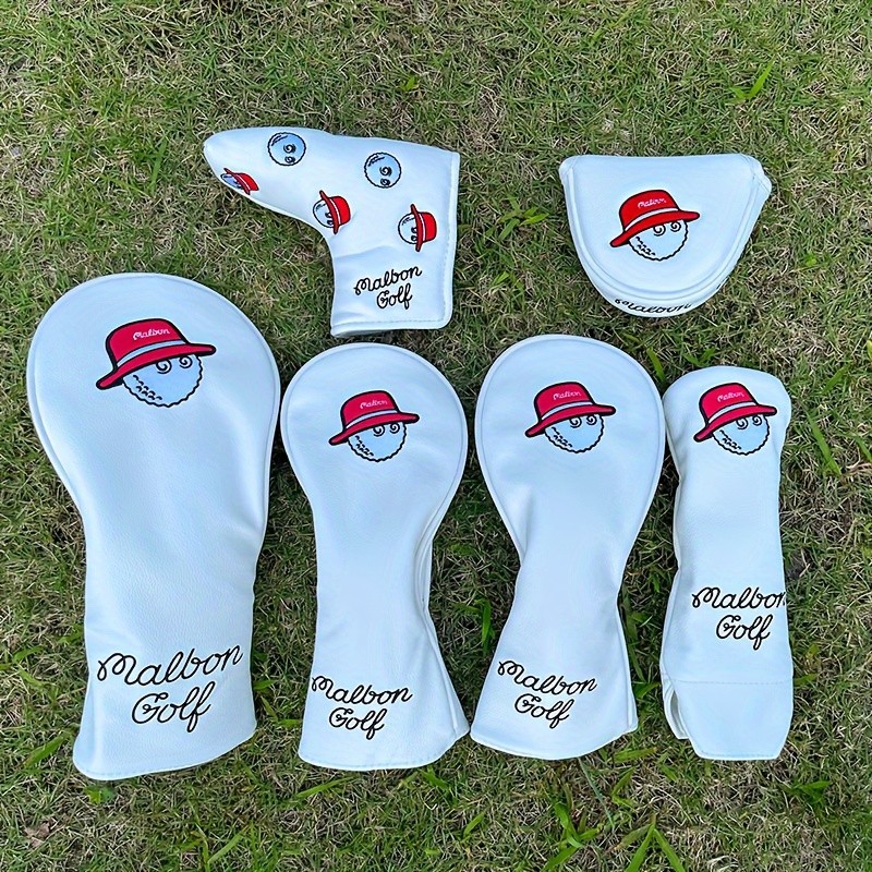 1pc/4pcs PU Leather Waterproof Golf Club Cover, Putter Wood Club Cover, Golf Club Head Cover