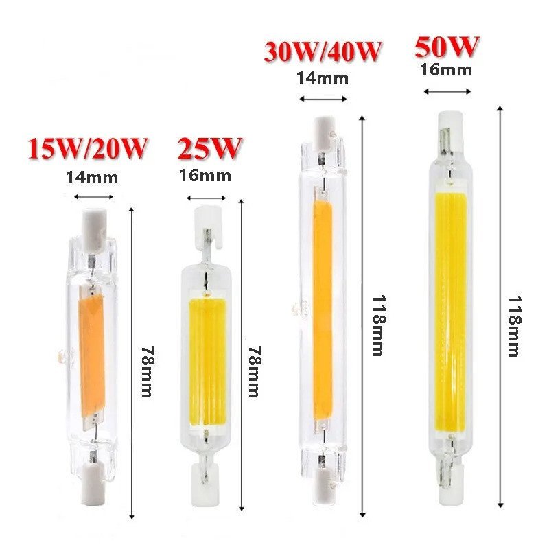 1PC LED R7S หลอดแก้ว 118 มม.J118 78 มม.J78 COB หลอดไฟ AC 220V บ้านเปลี่ยนหลอดไฟฮาโลเจน