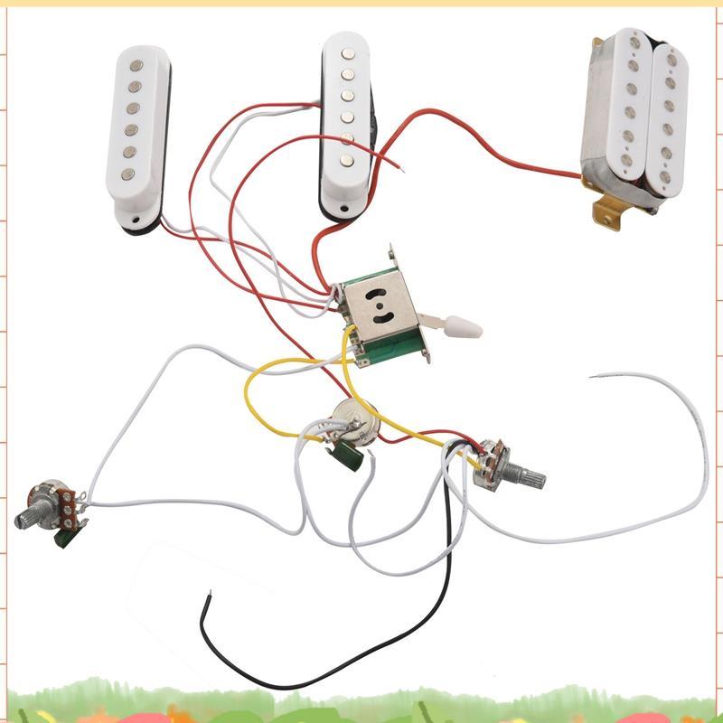 Super กีตาร์ไฟฟ้า Pickup สายไฟ Prewired 5-Way Switch 2T1V ควบคุม SSH Pickup