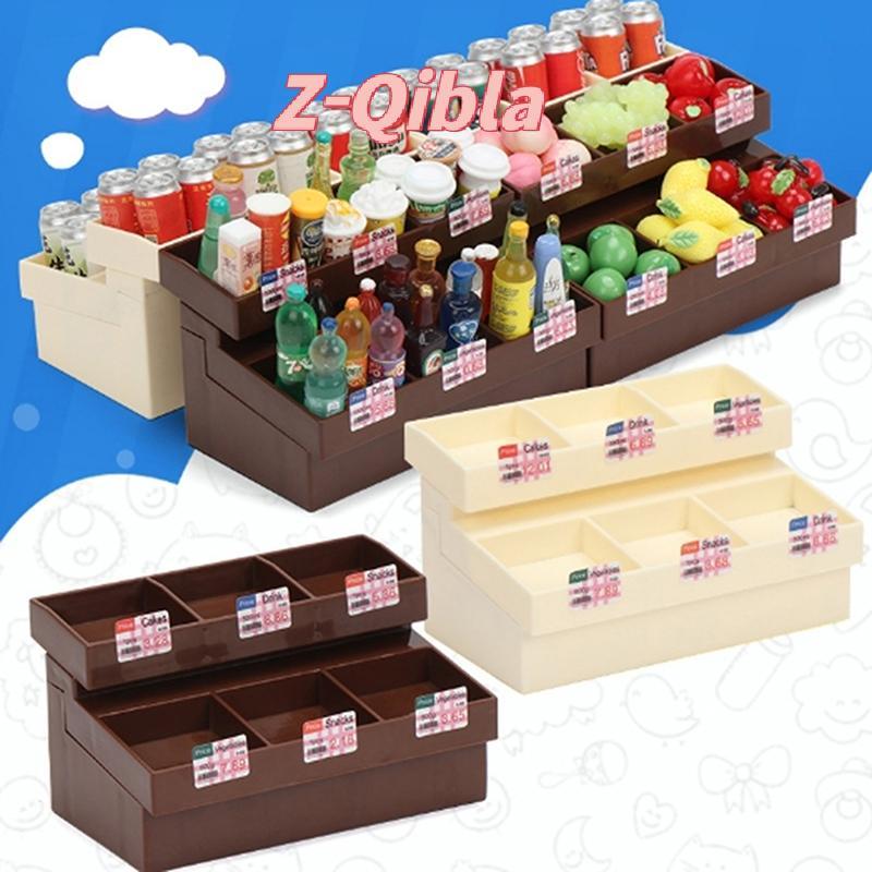 [Z-Qibla-t] 1 ชุด 1/12 Dollhouse Miniature จําลองซูเปอร์มาร์เก็ตตู้แสดงรุ่นตกแต่ง Mini ขาตั้งขนมปังตุ๊กตาอุปกรณ์เสริมของเล่น