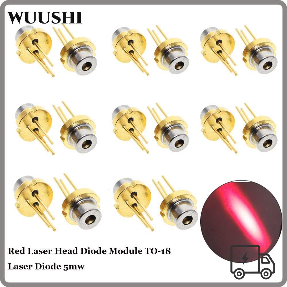 WUSHI 1/2/5/10 ชิ้นหัวเลเซอร์สีแดง 5mw คุณภาพสูง 650nm 2.2 V TO-18 เลเซอร์ไดโอด