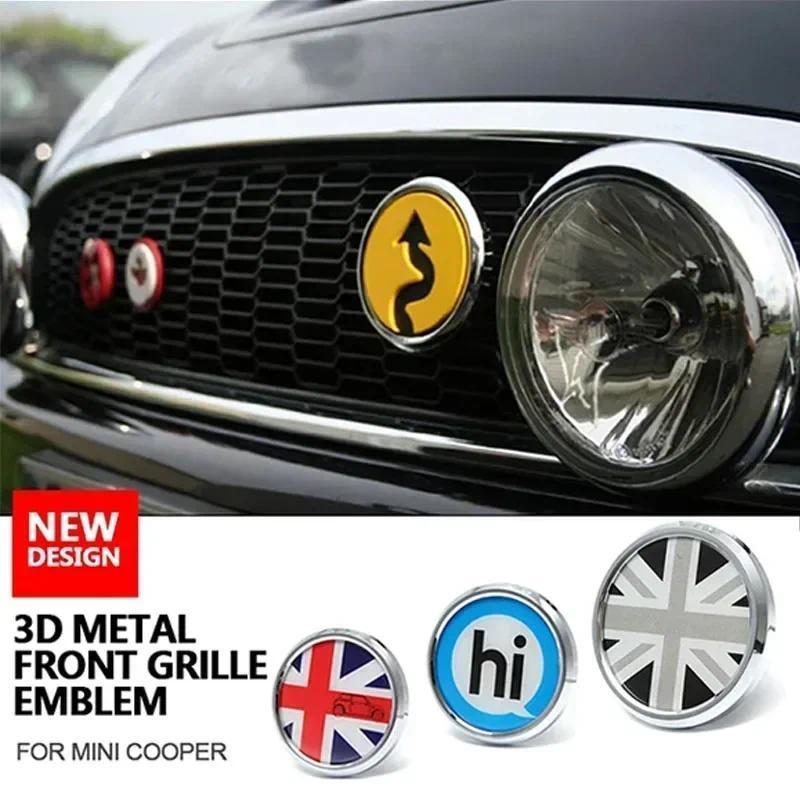 โลหะ 3D ด้านหน้าย่างสติกเกอร์ป้ายสําหรับ MINI Cooper JCW S One Countryman ForR60 R61 F55 F56 F60 R55 ปรับแต่งรูปแบบ