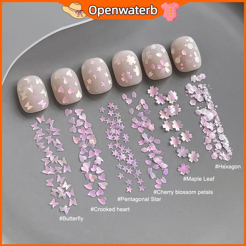 [KAN] Nail Art Sequins ไม่สม่ําเสมอโพลาไรซ์ Mermaid Sequins Fine Sparkle Powder Thi บางผสมผีเสื้อ Star Sequins ตกแต่งเล็บ FXH