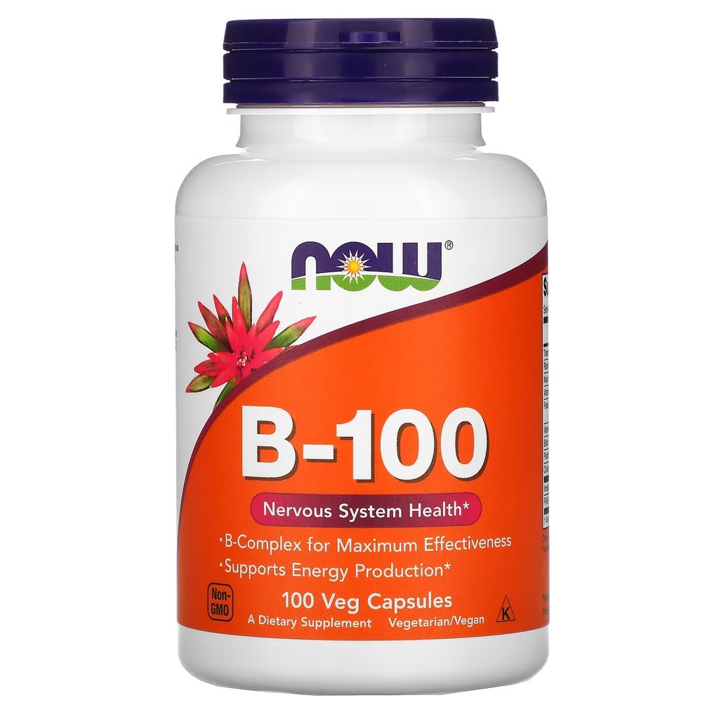NOW Slow-Release B100 Complex วิตามินบีคอมเพล็กซ์ 100 เม็ด ช่วยเสริมสร้างภูมิคุ้มกัน บรรเทาอาการเมื่อยล้าของดวงตา และปรับปรุงผิวและสุขภาพเส้นผม วันหมดอายุ : สิงหาคม 2027