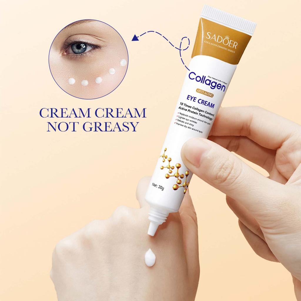 Collagen Anti-Wrinkle Firming Eye Cream Gentle Lighten Wrinkles Dark Eye Circle Remover Cream for Day and Night Eye Beauty Products