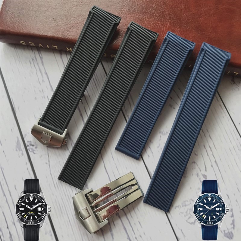 1/6✈สายรัดยาง Arc สําหรับ Taigdo Ya TAG Heuer 300m 43mm F1 Series 22mm สีดําสีฟ้า