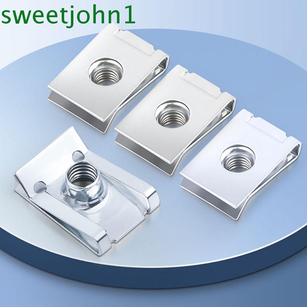 SWEETJOHN น็อตหมุดย้ํา, สกรูน็อตที่ทนทานหัวแบน, M 4 - M 8 U รูปร่างสังกะสีชุบสแตนเลส Nutert หมวกปรับ