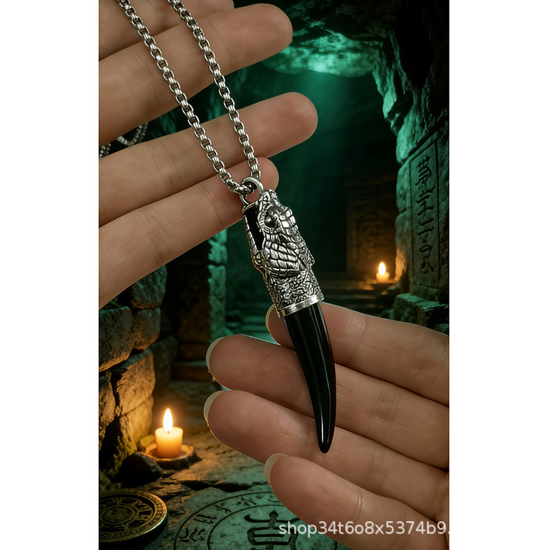 Nordic Mythology Earth Python สร้อยคอจี้ Tomb Robbber Notes Lucky Gold Talisman Ghost เป่าโคมไฟ Luck