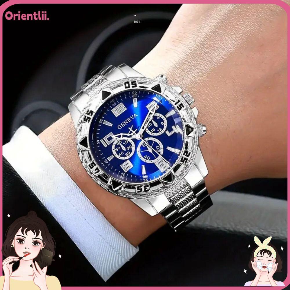 ORIENTTK นาฬิกาข้อมือผู้ชาย สายนาฬิกาสแตนเลส หน้าปัดขนาดใหญ่ ควอทซ์ ธุรกิจ หรูหรา สบายๆ