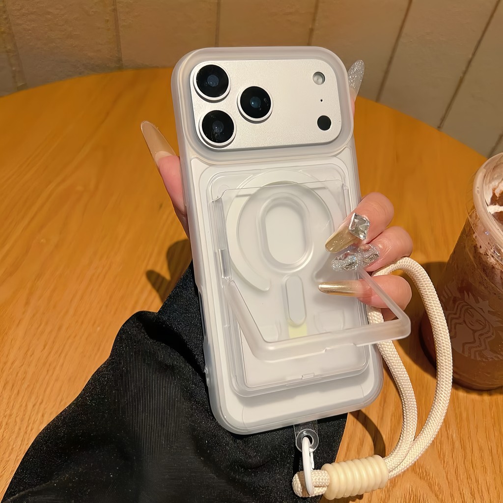 ปลอกหรูหราผู้ถือบัตรแม่เหล็กยืนชุดสามชิ้นเหมาะสําหรับ ไอโฟน 17 16 15 14 13 12 มือโปร สูงสุด เคสโทรศัพท์ป้องกันการตก - รูปที่ 5