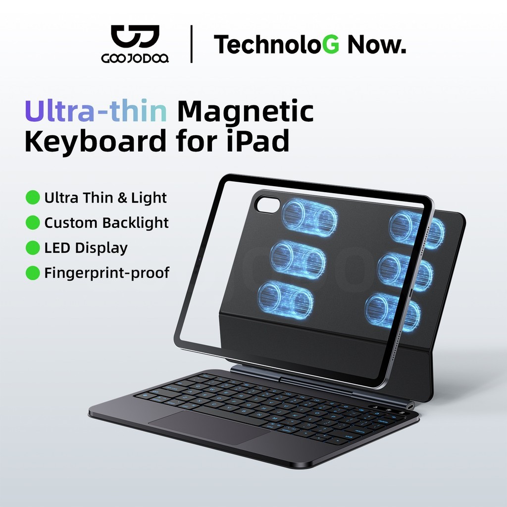 GOOJODOQ Smart Control Keyboard Magnetic Suspension Ultra Thin Design 8-Mode/4-Level Adjustable Backlight
