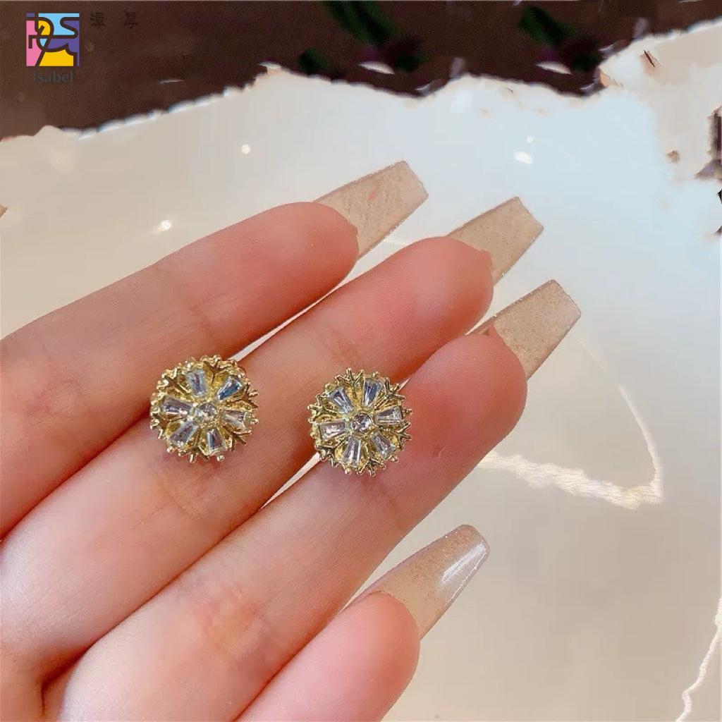 ต่างหูเกล็ดหิมะ ทองแข็ง 18k สำหรับของขวัญ สตรี hypoallergenic - รูปที่ 7