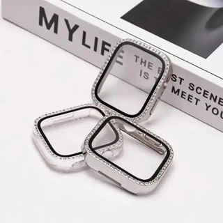 กรณี PC เพชร for Apple Watch 45มม IWatch Series 11 10 9 8 7 6 5 4 SE 3 2 1 44มม 42 41 40 38มม ปกป้องกันหน้าจอแก้วนิรภัย
