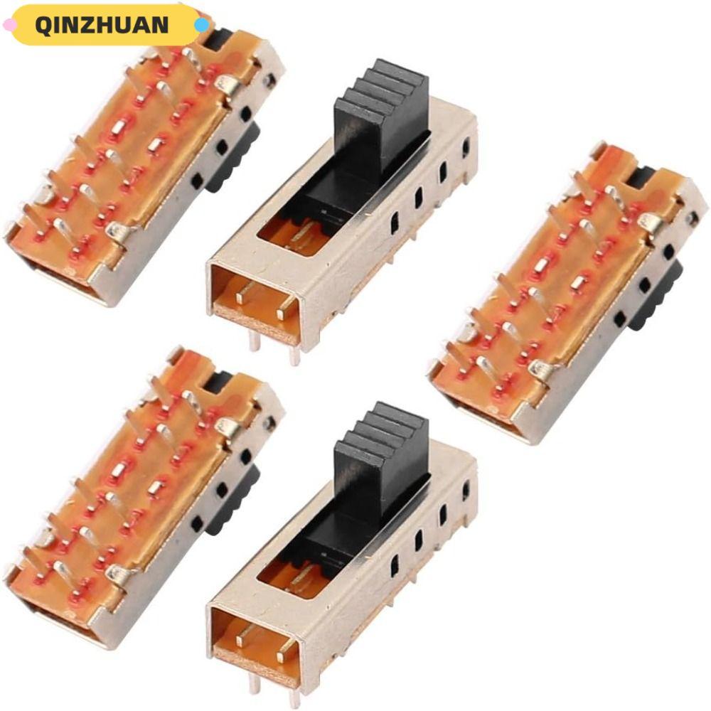 QINZHUAN 5 ชิ้นสลับสวิทช์, 4 ตําแหน่ง 10P 2P4T Micro Slide Switch, Miniature 5 มม.สลับ SS-24E01 แนวต