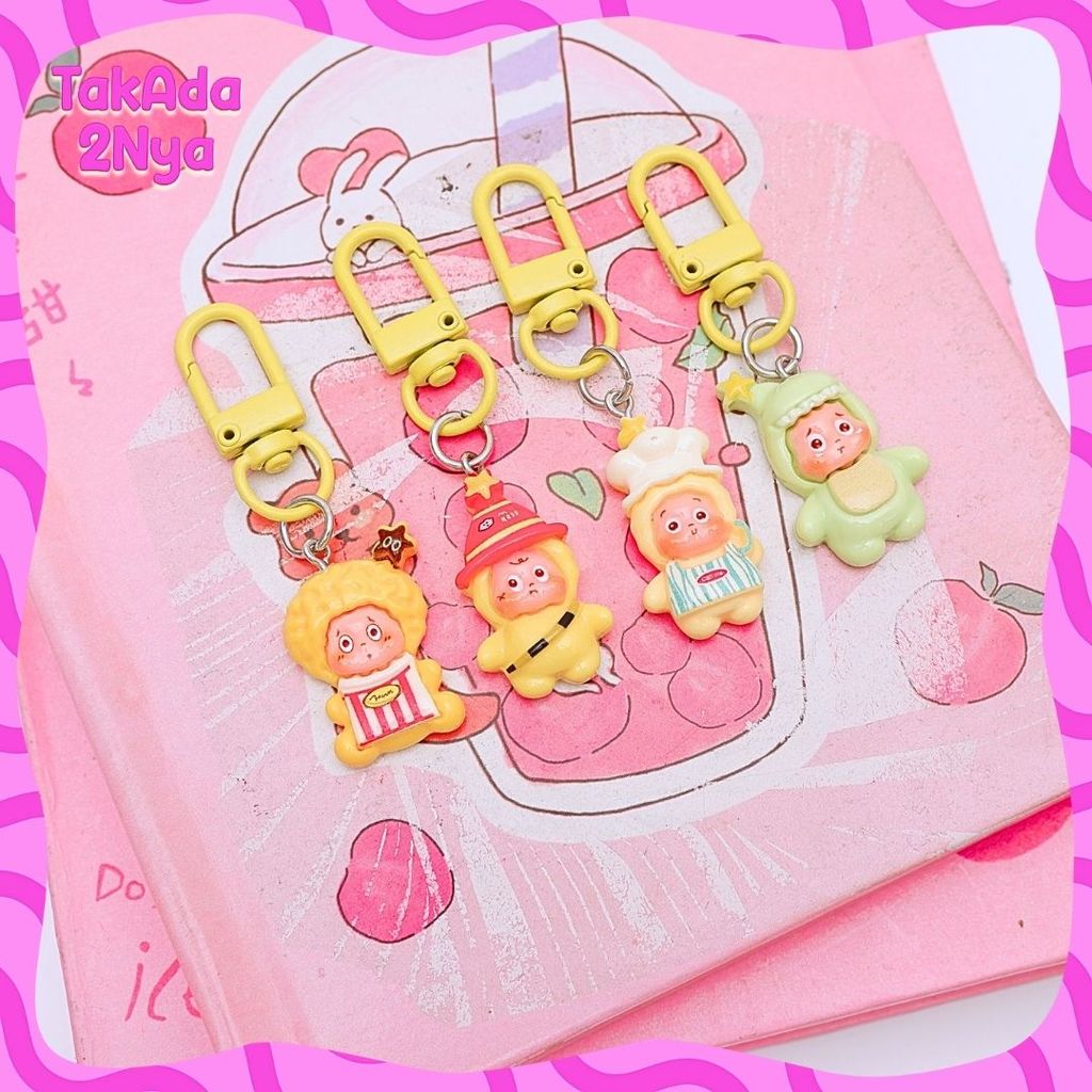 GANTUNGAN GK-2084 Twinkle Custom Popcorn Dino Chef Hat พวงกุญแจเรซินขนาดเล็กน่ารัก