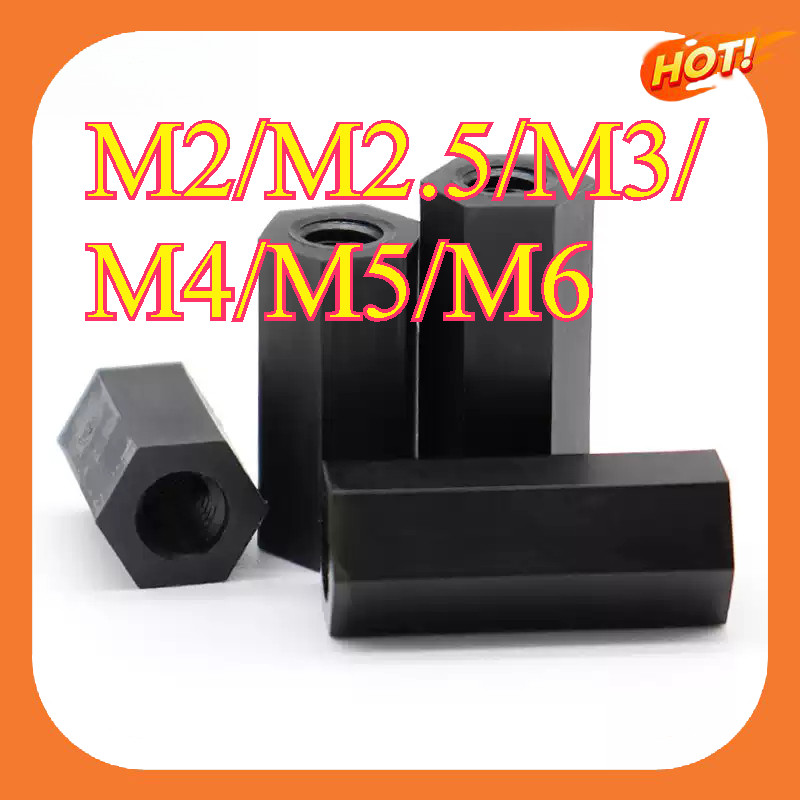 คอลัมน์ไนลอน, หัวแบนหกเหลี่ยมแกนผ่านคู่, คอลัมน์แยก, คอลัมน์รองรับพลาสติกสีดํา, คอลัมน์สเปเซอร์ M2/M