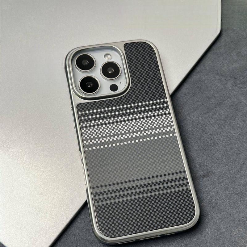 สีดําและสีเทาแยกกระจกคาร์บอนไฟเบอร์สําหรับ iPhone 16 Pro Max/15/17 Pro/14 Pro Max/13 Pro Max/12 Pro 