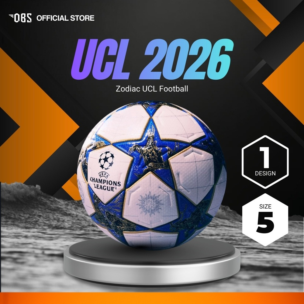 OBS Bola Sepak Football Size 5 UCL Match Ball Soccer คุณภาพสูงลามิเนตฟุตบอลหนัง PU 2026
