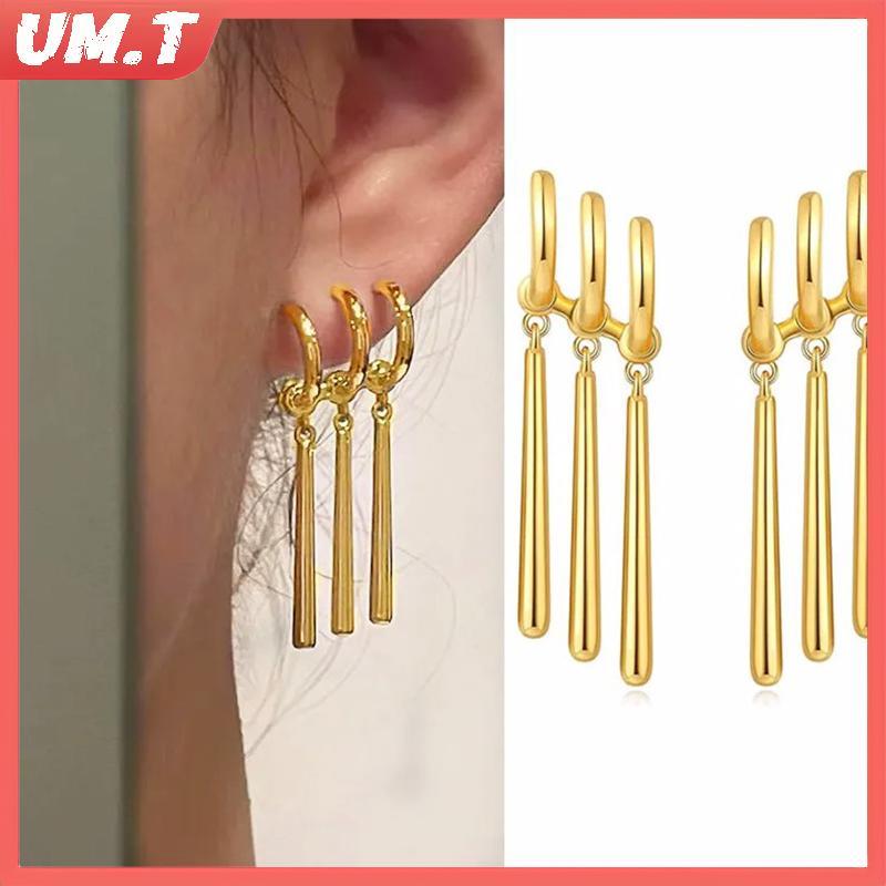 UM.T 1 คู่ Zoro อะนิเมะต่างหูผู้หญิงผู้ชายคอสเพลย์ต่างหูเจาะเครื่องประดับแฟชั่นปลอม Triple ต่างหู Da