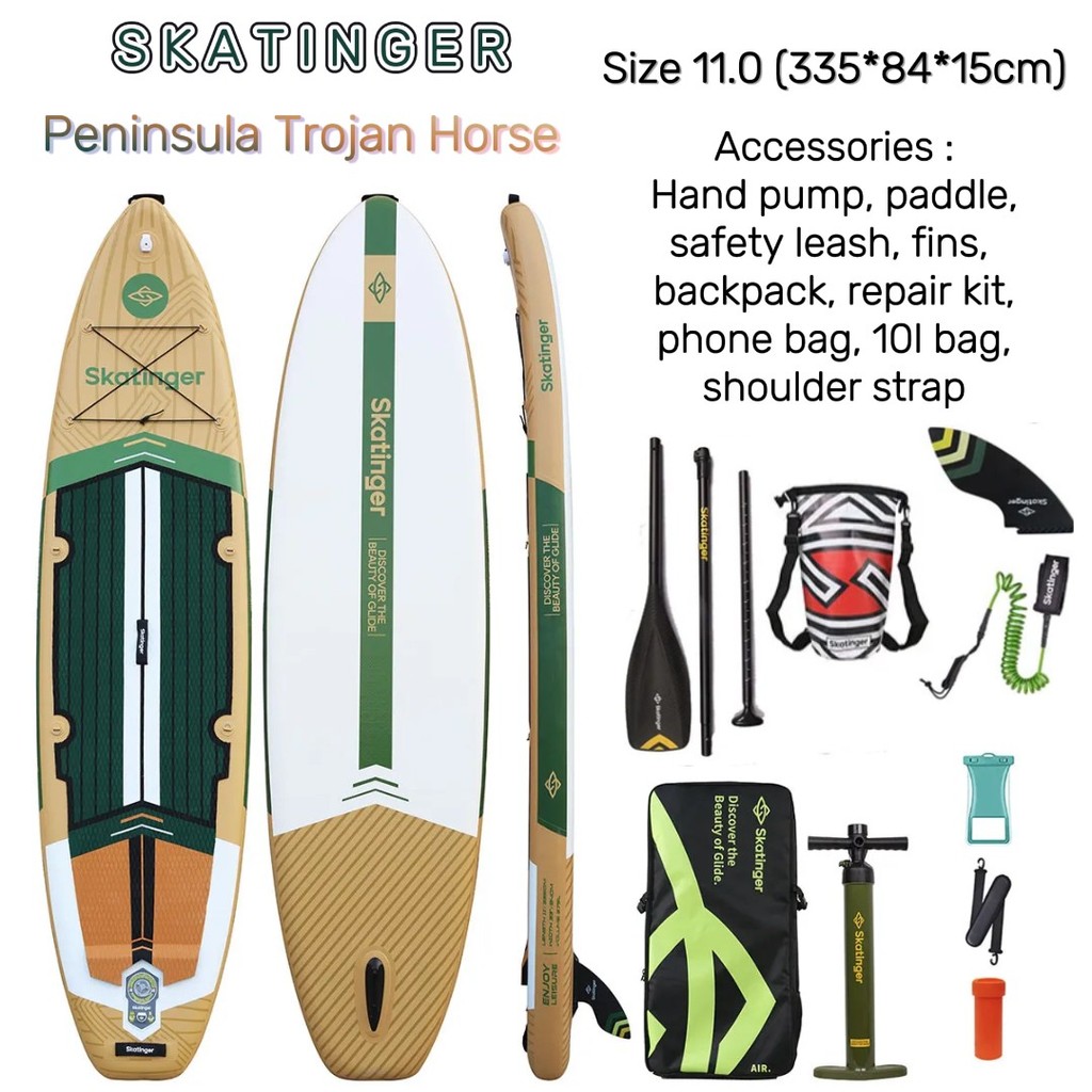 แพดเดิ้ลบอร์ด กระดาน เป่าลม Skatinger Peninsula Trojan Horse 11’Touring Paddle Board full set Inflat