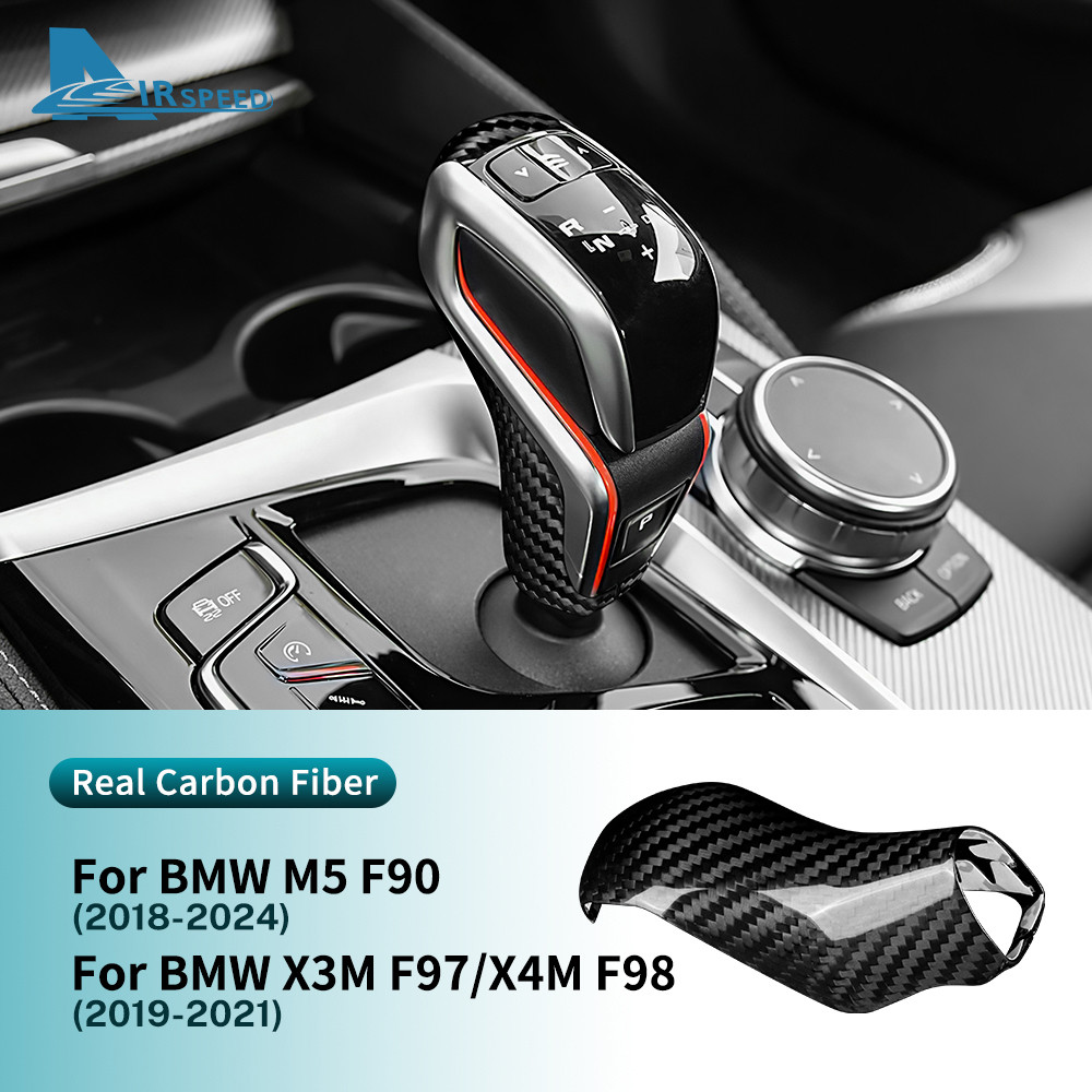 AIRSPEED คาร์บอนไฟเบอร์ Hard สําหรับ BMW M5 F90 X3M F97 X4M F98 เกียร์รถลูกบิดทั้งสองด้านตกแต่งแถบอุ