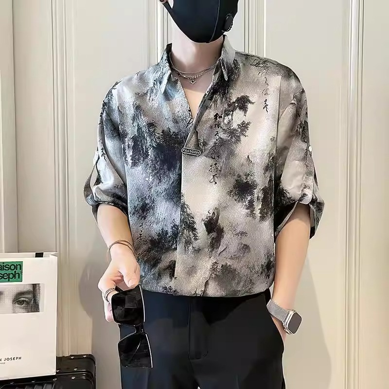 เสื้อเชิ้ตแขนสั้นผู้ชาย สไตล์จีนคลาสสิก Yishi