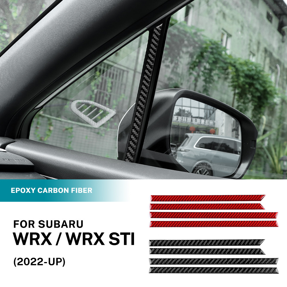 สําหรับ Subaru WRX STI 2022-2025 แถบตัดหน้าต่างด้านหน้าและด้านหลังคาร์บอนไฟเบอร์การปรับเปลี่ยนภายในอ