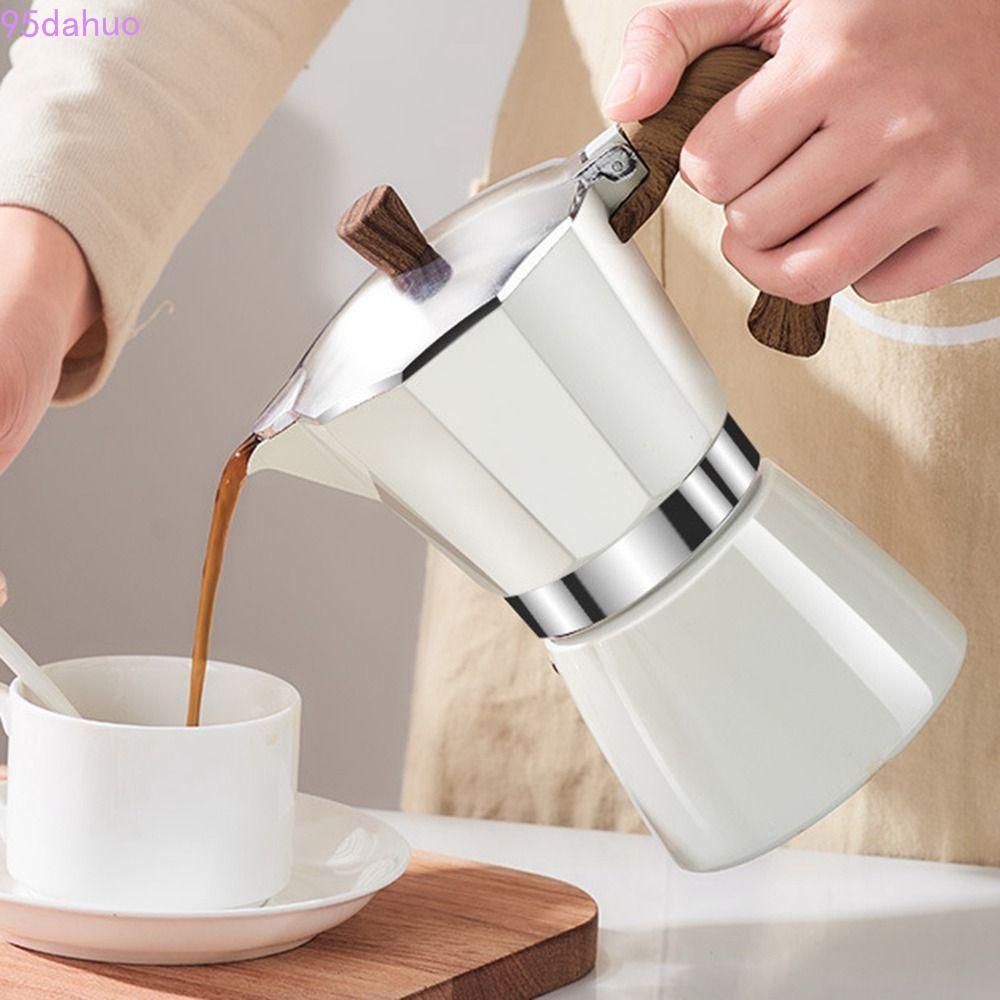DAHUO Moka Pot อิตาเลี่ยน 150ml 300ml ไม้ Vintage Manual ไฟฟ้า Brewing เครื่องมือ