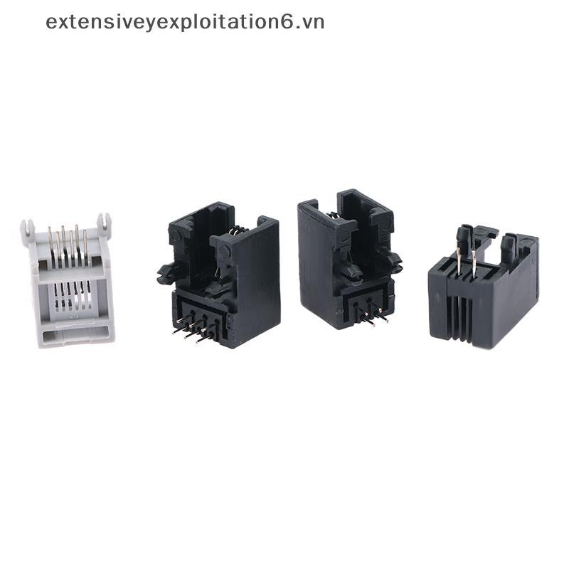 ขยาย 10 ชิ้น RJ11 ซ็อกเก็ตโทรศัพท์ขาโค้ง 95001 4P4C 6P6C 6P4C แจ็คหญิง Pcb Connector ซ็อกเก็ตโทรศัพท