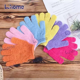 Lhome ถุงมืออาบน้ำ ถุงมือขัดผิว ขัดขี้ไคล ขจัดเซลล์ผิวเก่า สปา