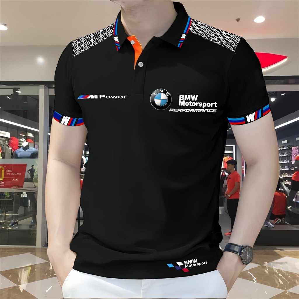 เสื้อโปโล BMG ลายพิมพ์สำหรับหนุ่มๆในฤดูร้อน ระบายอากาศได้ดีและแห้งไว