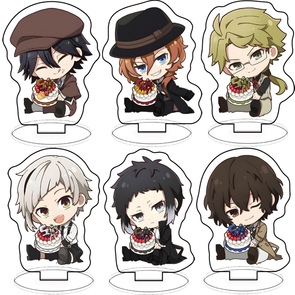แผงอะคริลิคเครื่องประดับขาตั้งอะคริลิค Bungo Stray Dogs Dazai Osamu Oda Sakunosuke รูปแผ่นเดสก์ท็อปต
