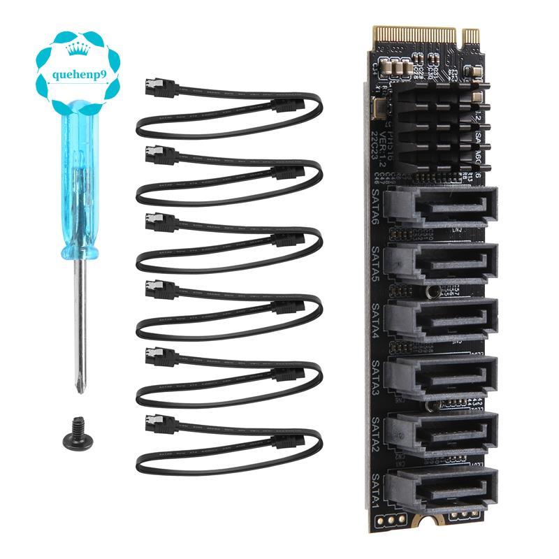 [Fast Q9]PCIE ถึง 6Gpbsx6-Port การ์ดขยาย+ สาย M.2 MKEY PCI-E Riser Card M.2 NVME ถึง SATA3.0 ASM1166