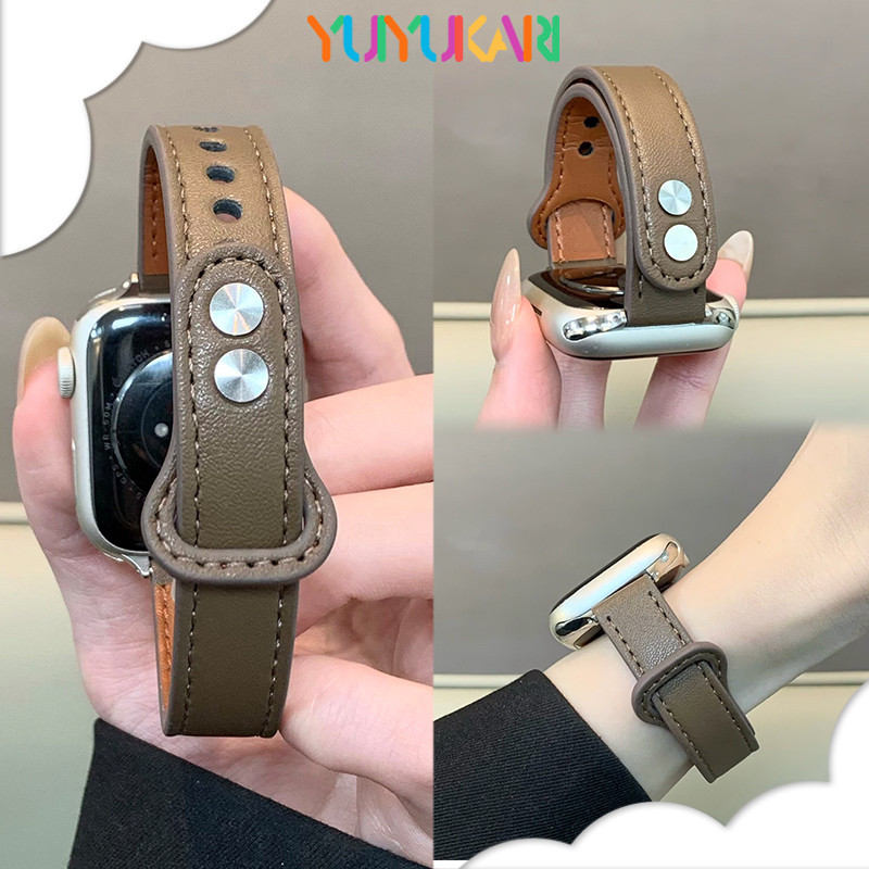 สายหนังกีฬาสำหรับ for Smartwatch Redmi Watch 6 5 4 คลิปหนีบสองตะปูแบบเมทัล สำหรับ for Xiaomi Mi Band 10 9 8 Pro