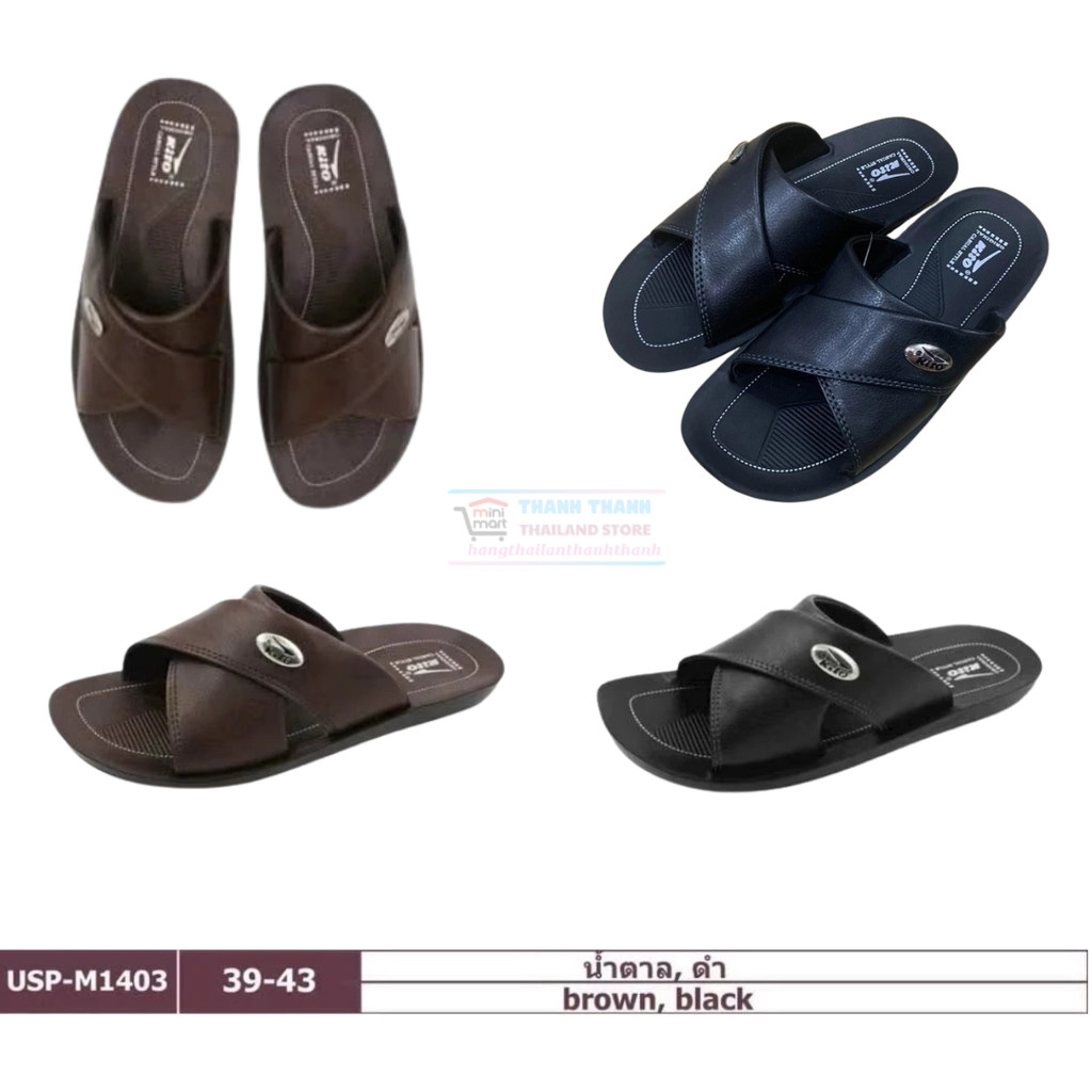 THAILAND SLIPPERS WITH LEATHER STRAPS KITO M1403 Elegant - Neat - เหมาะสําหรับสวมใส่ทุกวัน