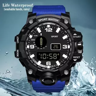 【ซื้อ 1 แถม 1】 !นาฬิกาดิจิตอลนำแสงยามค่ำคืนนาฬิกาปลุกปฏิทินฟังก์ชั่นนาฬิกาหญิงข้อมือ
