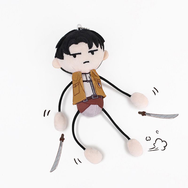 Attack on Titan ตุ๊กตารูปตัวไม้ขีด Eren Levi Mikasa พวงกุญแจตุ๊กตาผ้าขน ของเล่น สินค้าอนิเมะทำมือ