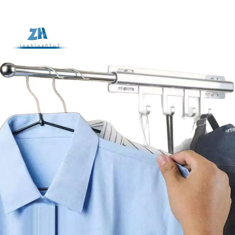 12 นิ้ว Valet Rod สําหรับตู้เสื้อผ้าดึงตู้เสื้อผ้า Valet Rod สไลด์ออก 4 ตะขอดึงแขวนเสื้อผ้าตู้เสื้อผ