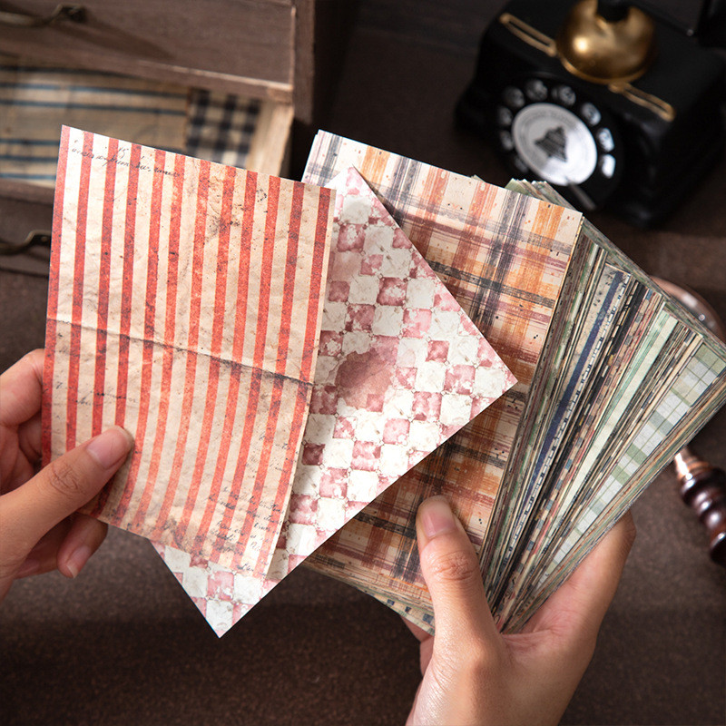 30 ชิ้นตารางลายสก๊อต Vintage Scrapbooking ชุดกระดาษ Scrapbooking อุปกรณ์หัตถกรรมกระดาษสําหรับ Junk Journal Supplies Planner ผสม Collage วัสดุ Embellishments