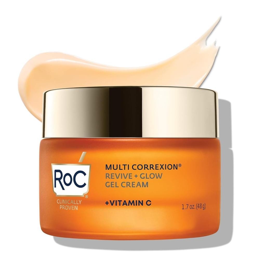 RoC Multi Correxion Revive + Glow 10% Vitamin C Moisturizer for Face, Anti-Aging Gel Cream, Instant 