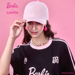 Barbie™ X Lovito หมวกทรงลำลองปักลายสไตล์สุดน่ารักสำหรับฤดูร้อน เกาหลี อินเทรนด์ LB1AD029