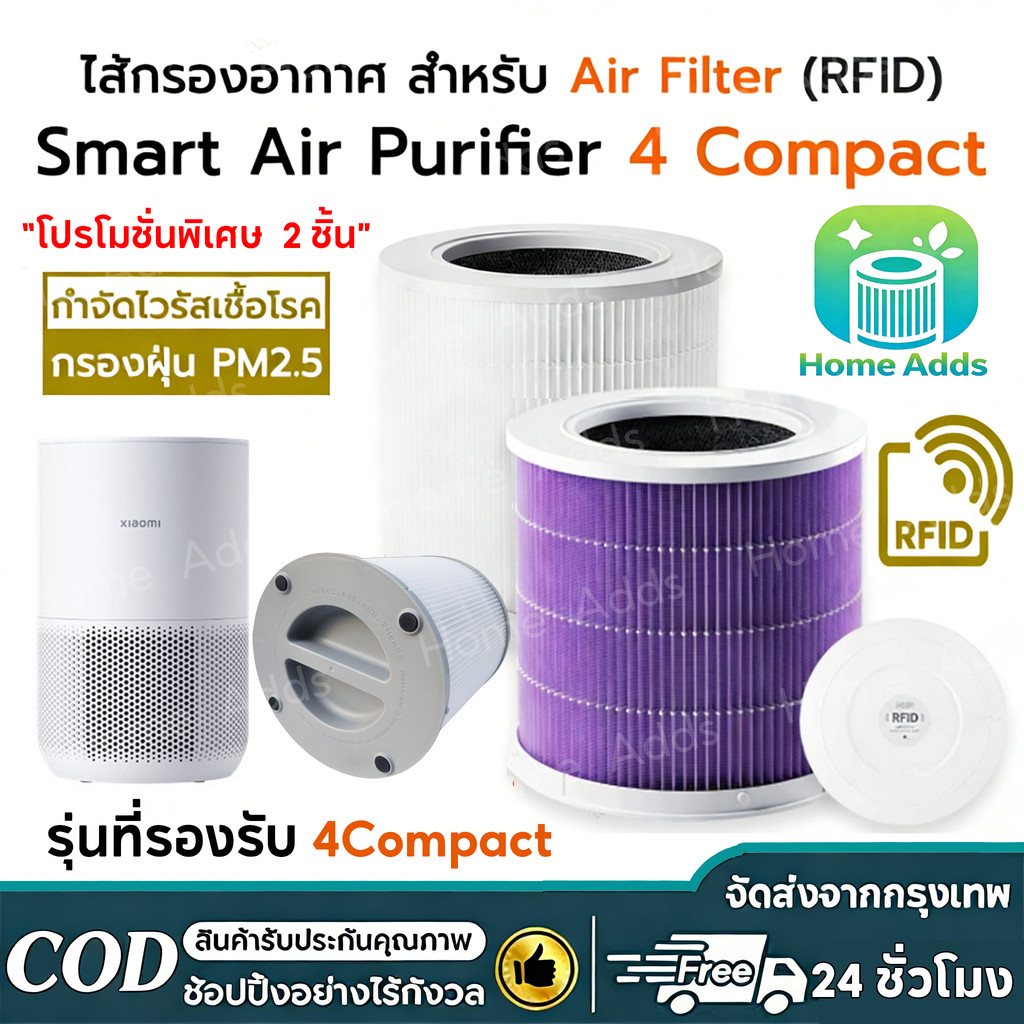 【พร้อมส่ง】มีRFID ไส้กรองสำหรับเครื่องฟอกอากาศ Xiaomi Smart Air Purifier 4 Compact Filter ไส้กรองอากาศเสี่ยวหมี่ กรองฝุ่