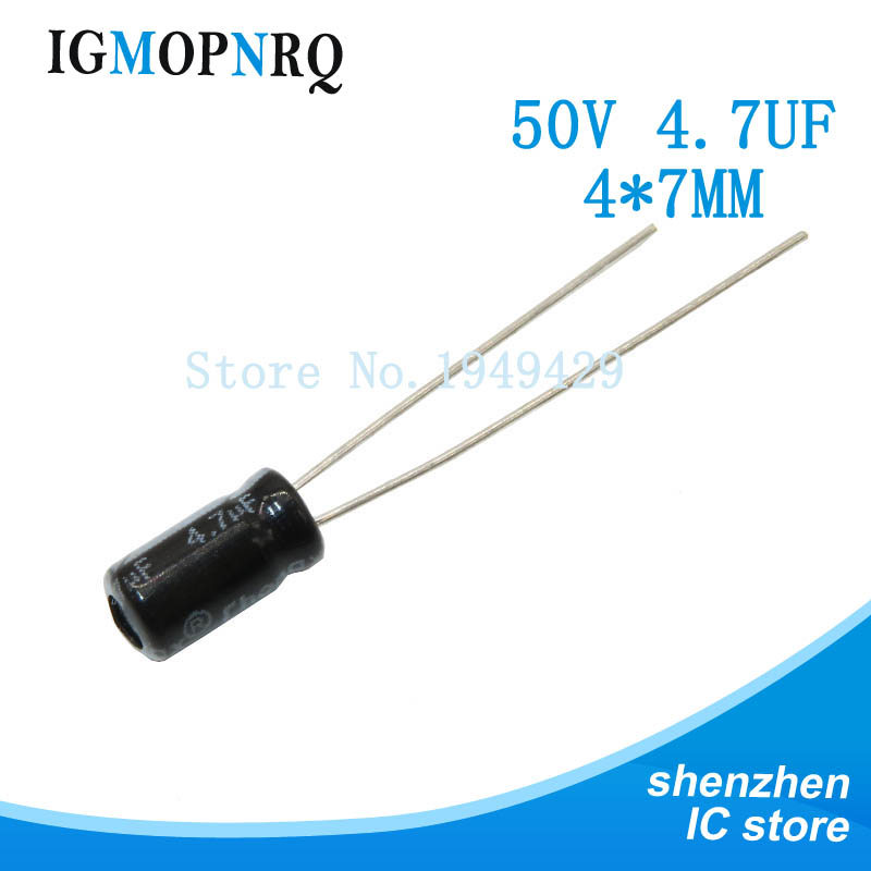 20 ชิ้น/ล็อต 4.7uF 50V 4x7 มม.อลูมิเนียม Electrolytic Capacitor 50 V 4.7uf 4*7 Electrolytic Capacito