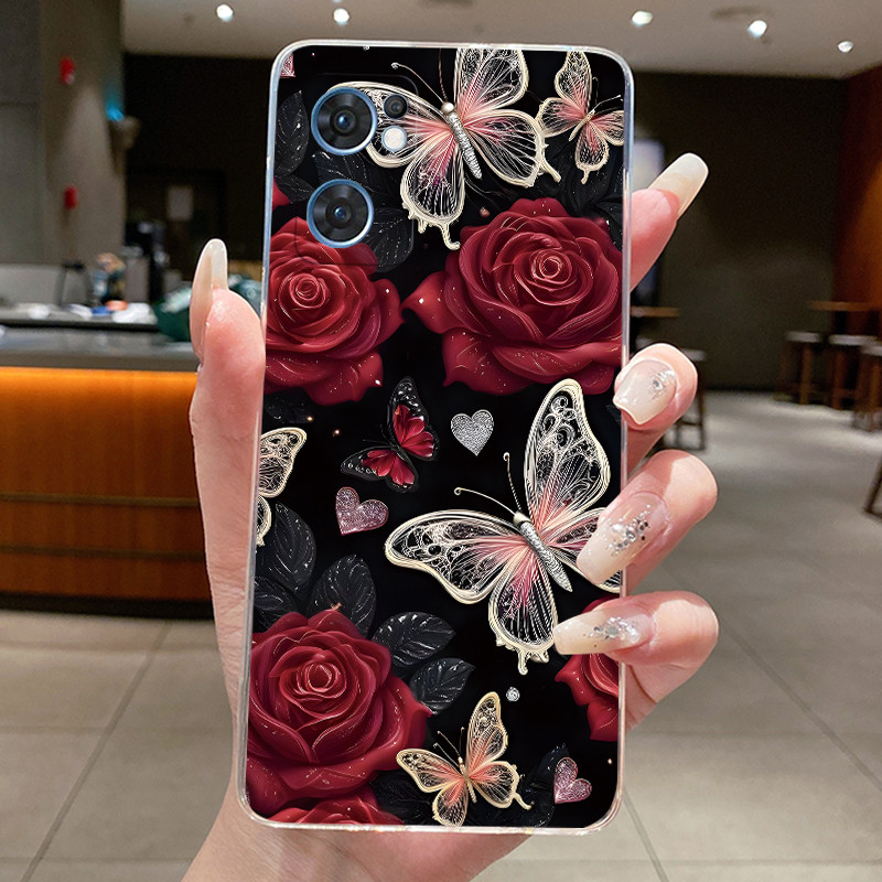 สําหรับ OPPO Reno 7 5G แฟชั่นผีเสื้อดอกไม้ Clear Soft TPU Jelly ปกหลังสําหรับ OPPO ค้นหา X5 Lite / Reno7 5G CPH2371 เคสโทรศัพท์ - รูปที่ 4