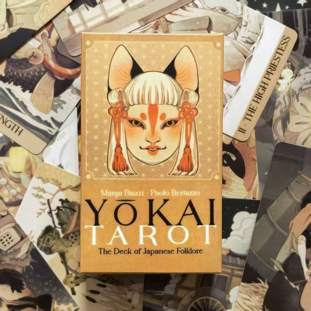 10.3*6 ซม. Yokai Tarot Deck 78 ชิ้นการ์ดที่ชํารุดใน Folklore ญี่ปุ่น