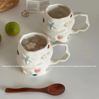 เลี้ยงปลาค่ะ~ แก้วนม แก้วกาแฟ ใช้ไมโครเวฟได้ เปลือกหอย🐚 พร้อมส่ง