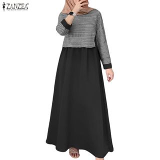 ZANZEA ชุดเดรสแม็กซี่ A-line คอวีลึก สไตล์มุสลิมสำหรับผู้หญิ…