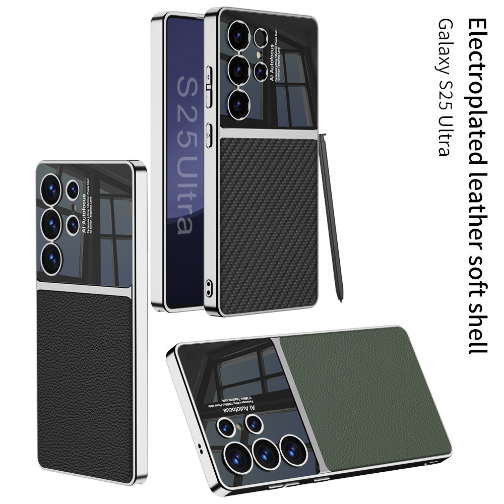 เหมาะสําหรับ Samsung S25ultra เคสโทรศัพท์ซองหนัง S26ultra ชุบด้วยไฟฟ้าหนังธรรมดาเคสป้องกันโทรศัพท์สุ