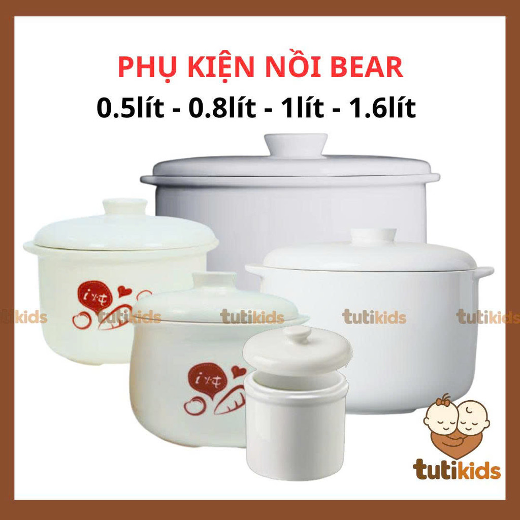 Bear Slow Cooker ชามเซรามิกอุปกรณ์เสริมความจุ 0.5L 0.8L 1.6L - ฝาเซรามิคทดแทน